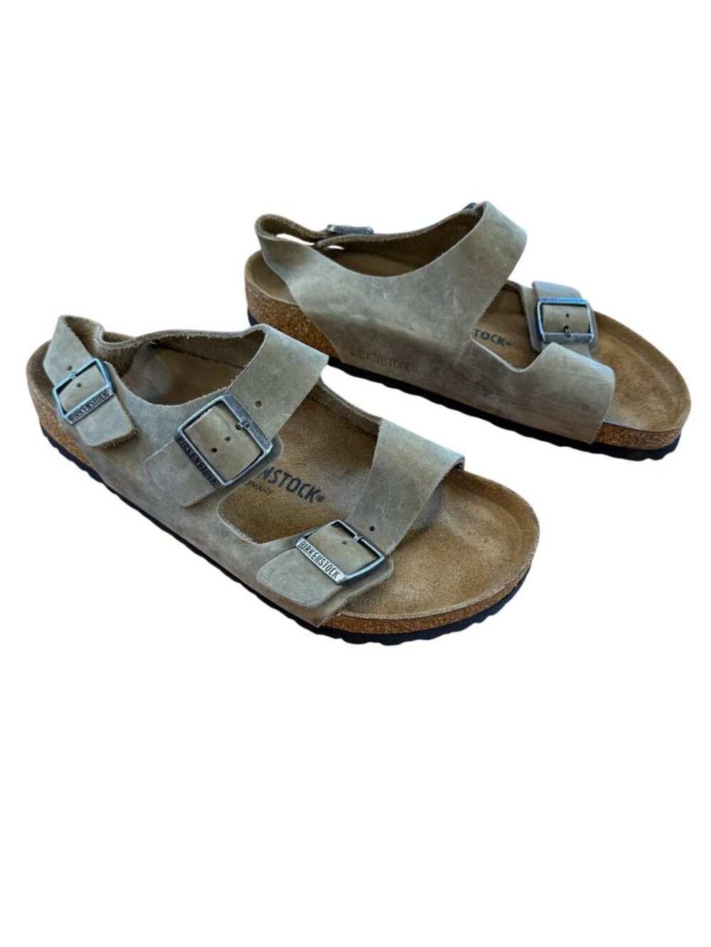 Birkenstock Milano Taupe Suede Leather Sandals Size 43 M10/W12 US Granola Boho